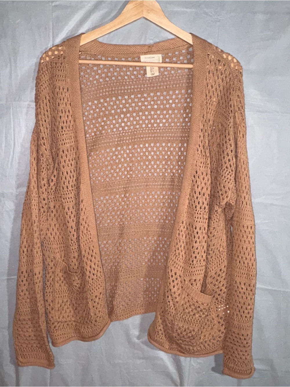 Artelier by Nicole Miller Cardigan Womens Sm Brown Tan Knit Crochet Open Front